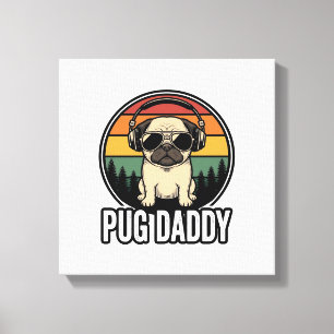 Pug Daddy Vintage Sunset Dog Vector Shirt Design_1 Canvas Print