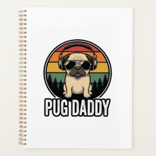 Pug Daddy Vintage Sunset Dog Vector Shirt Design_1 Planner
