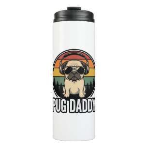 Pug Daddy Vintage Sunset Dog Vector Shirt Design_1 Thermal Tumbler