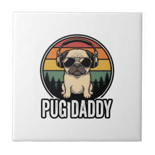 Pug Daddy Vintage Sunset Dog Vector Shirt Design_1 Tile