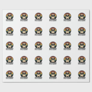 Pug Daddy Vintage Sunset Dog Vector Shirt Design_1 Wrapping Paper
