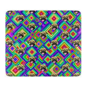 Pug Decorative Glass Chopping Board 6" x 7"