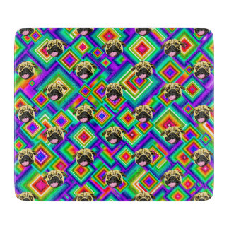 Pug Decorative Glass Chopping Board 6" x 7"