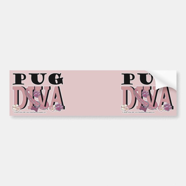 Pug DIVA Bumper Sticker (Front)