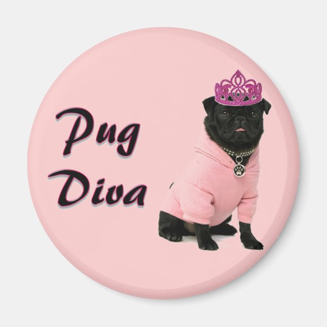 Pug Diva Magnet (Front)