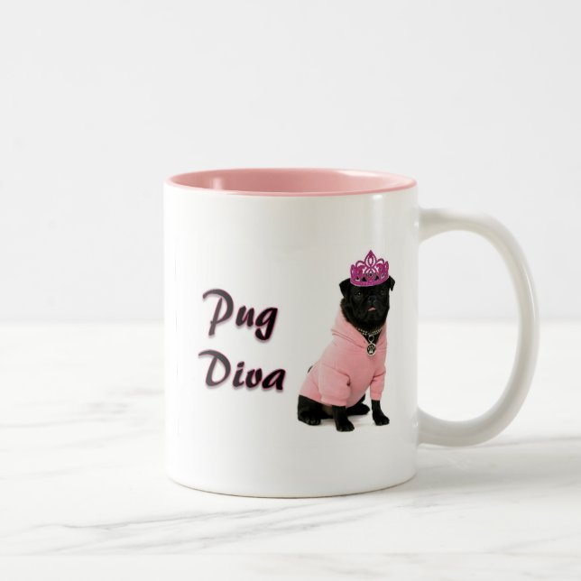 Pug Diva Two-Tone Coffee Mug (Right)