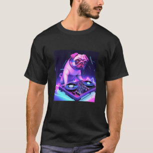 Pug DJ Vaporwave Aesthetic Dog Men Women Boys Girl T-Shirt