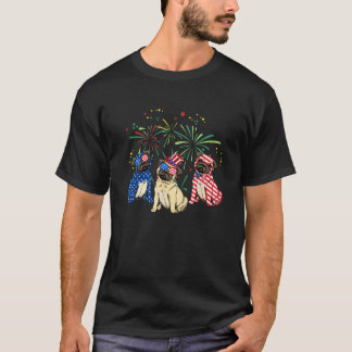 Pug Dog 4th Of July Tee Shirt American Flag For Pu