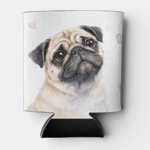 Pug Dog and Hearts Cute Koozie
