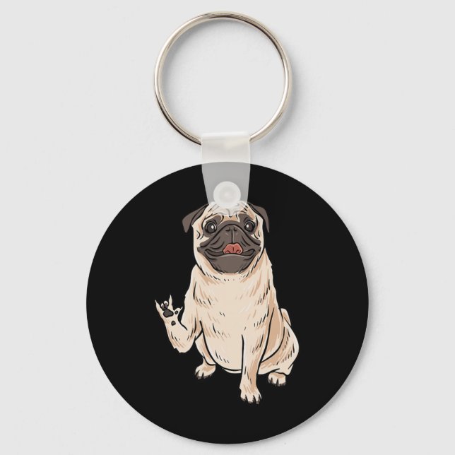 Pug Dog Asl Hand Gesture Deaf Hearing Loss Awarene Key Ring (Front)