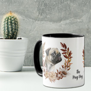 Pug Dog Autumn Wreath Mug