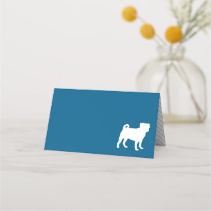 Pug Dog Baby Shower Blue Puppy Boy Place Card