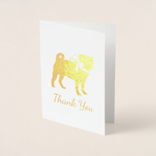 Pug Dog Baby Shower Boy Blue with Bow Foil Card