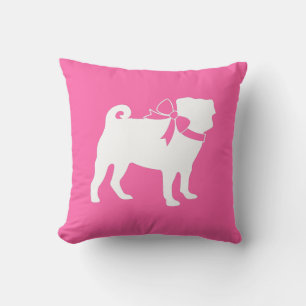 Pug Dog Baby Shower Girl Pink with Bow Cushion