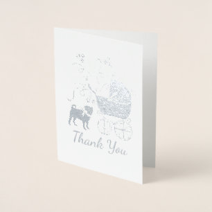 Pug Dog Baby Shower Girl Pink with Bow Foil Card