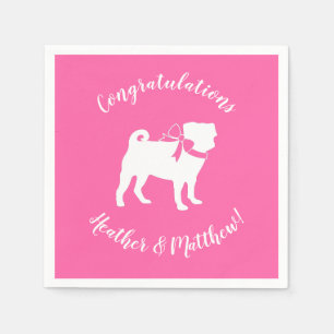 Pug Dog Baby Shower Girl Pink with Bow Napkin