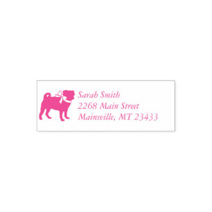 Pug Dog Baby Shower Girl Pink with Bow Self-inking Stamp