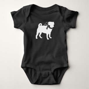 Pug Dog Baby Shower Grey Puppy Gender Neutral Baby Bodysuit