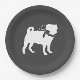 Pug Dog Baby Shower Grey Puppy Gender Neutral Paper Plate