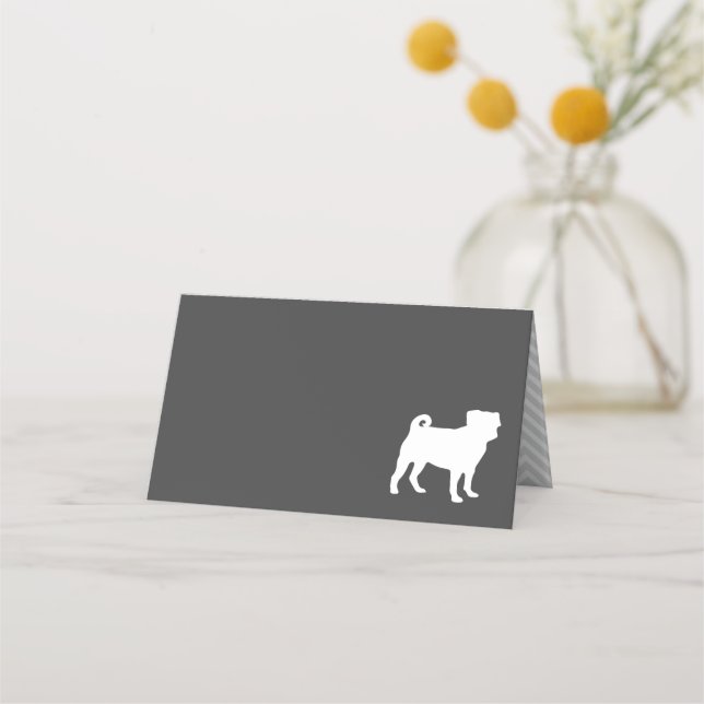 Pug Dog Baby Shower Grey Puppy Gender Neutral Place Card (Front)