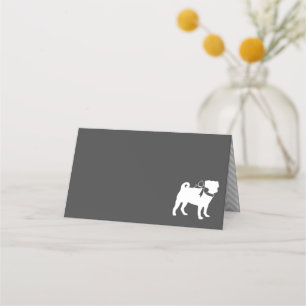 Pug Dog Baby Shower Grey Puppy Gender Neutral Place Card