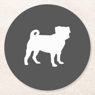 Pug Dog Baby Shower Grey Puppy Gender Neutral Round Paper Coaster