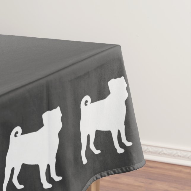 Pug Dog Baby Shower Grey Puppy Gender Neutral Tablecloth (In Situ)