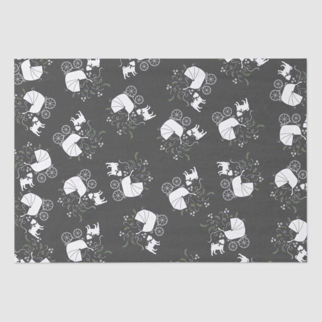 Pug Dog Baby Shower Grey Puppy Gender Neutral Tissue Paper (Front)