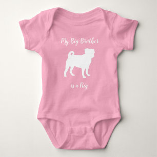 Pug Dog Baby Shower Pink Puppy Girl Baby Bodysuit