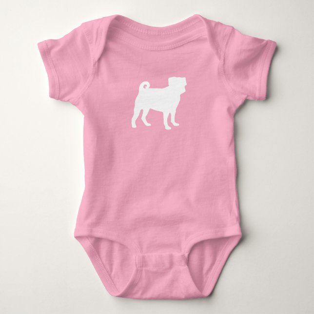 Pug Dog Baby Shower Pink Puppy Girl Baby Bodysuit (Front)