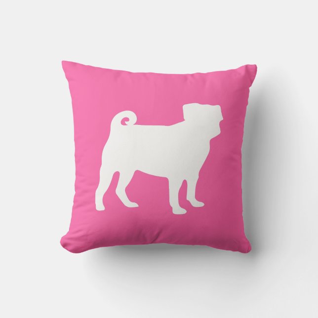 Pug Dog Baby Shower Pink Puppy Girl Cushion (Front)
