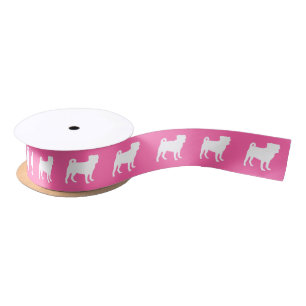 Pug Dog Baby Shower Pink Puppy Girl Satin Ribbon