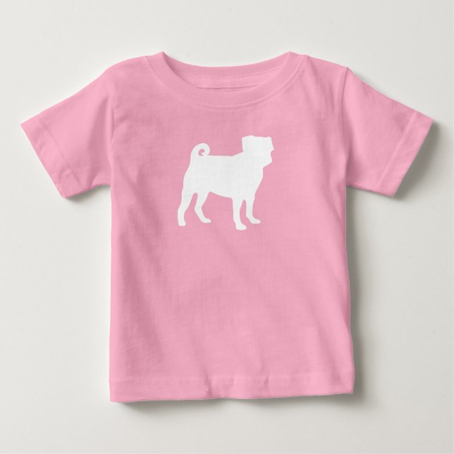 Pug Dog Baby Shower Pink Puppy Girl T-Shirt (Front)