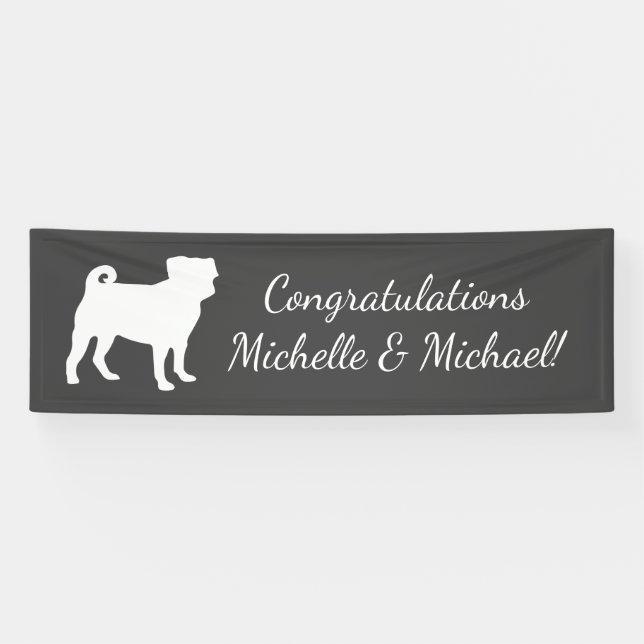 Pug Dog Baby Shower Theme Puppy Gender Neutral Banner (Horizontal)