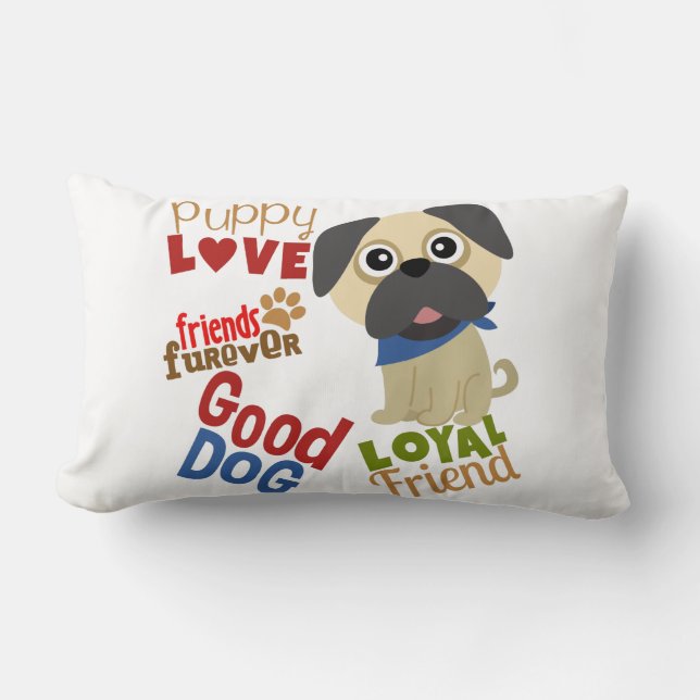 Pug Dog Best Friend Lumbar Cushion (Front)