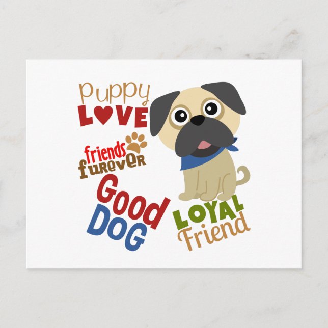 Pug Dog Best Friend Postcard (Front)