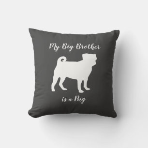 Pug Dog Big Brother Sister Cute Baby Shower Cushion
