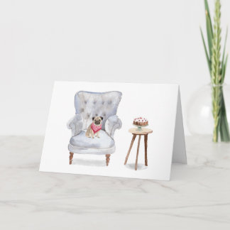 Pug Dog Birthday Greeting Card Cute