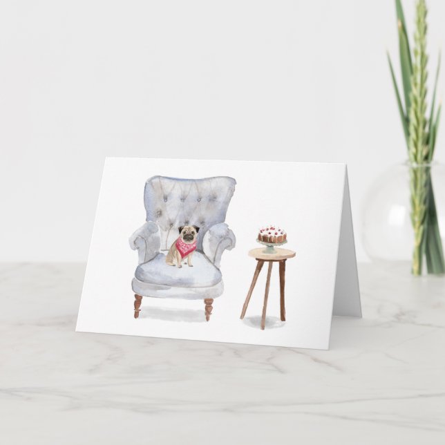 Pug Dog Birthday Greeting Card Cute (Front)
