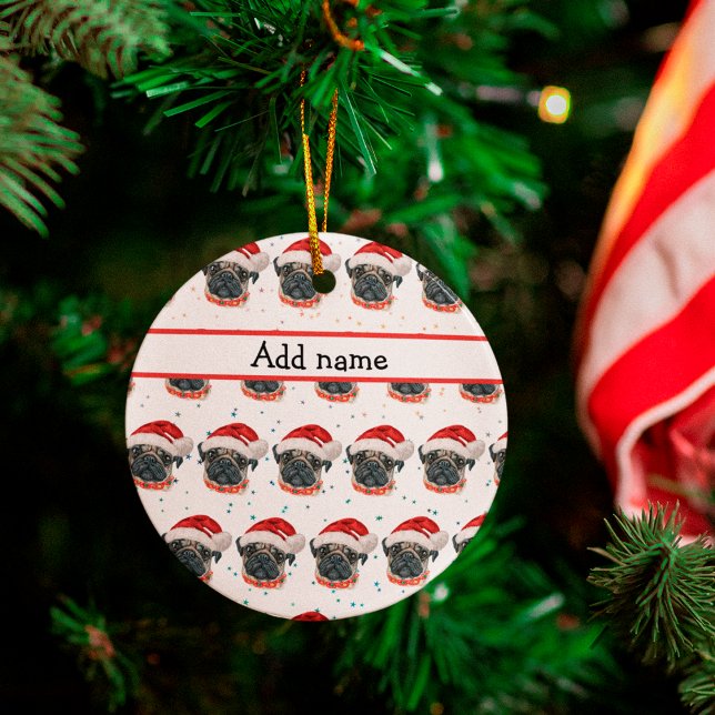 Pug Dog Breed Christmas Stars Ceramic Tree Decoration (Creator Uploaded)