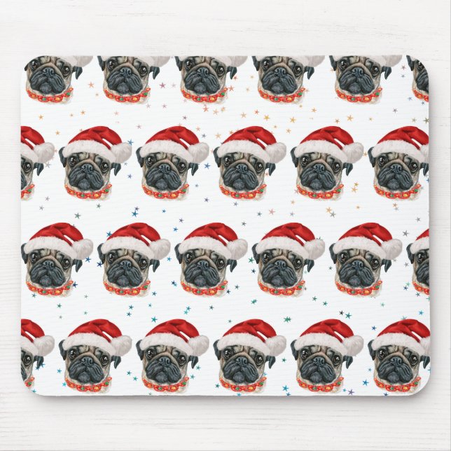 Pug Dog Breed Christmas Stars Mouse Pad (Front)