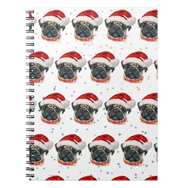 Pug Dog Breed Christmas Stars Notebook (Front)