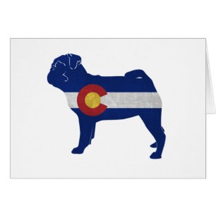 Pug Dog Breed Colorado Flag Silhouette Card
