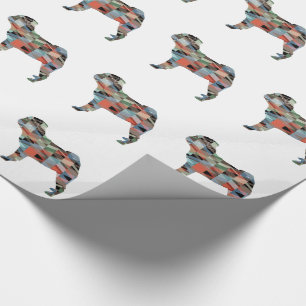 Pug Dog Breed Geo Silhouette Plaid Wrapping Paper