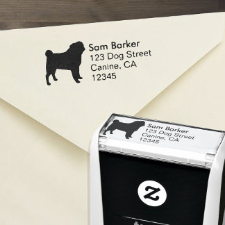 Pug Dog Breed Silhouette Return Address Self-inking Stamp