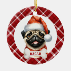 Pug Dog Ceramic Circle Ornament