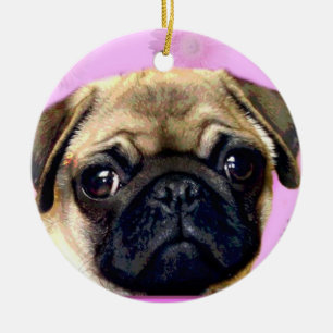 Pug dog ceramic tree decoration