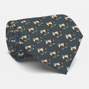 Pug Dog Charcoal Gray Tie