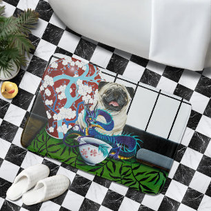 Pug Dog Chinese Dragon Bath Mat