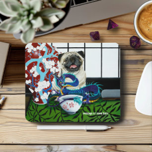 Pug Dog Chinese Dragon Mouse Pad